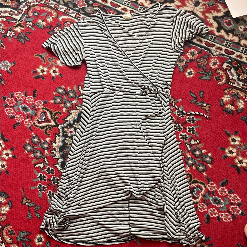 Caution To The Wind Black and White Asymmetrical Dress